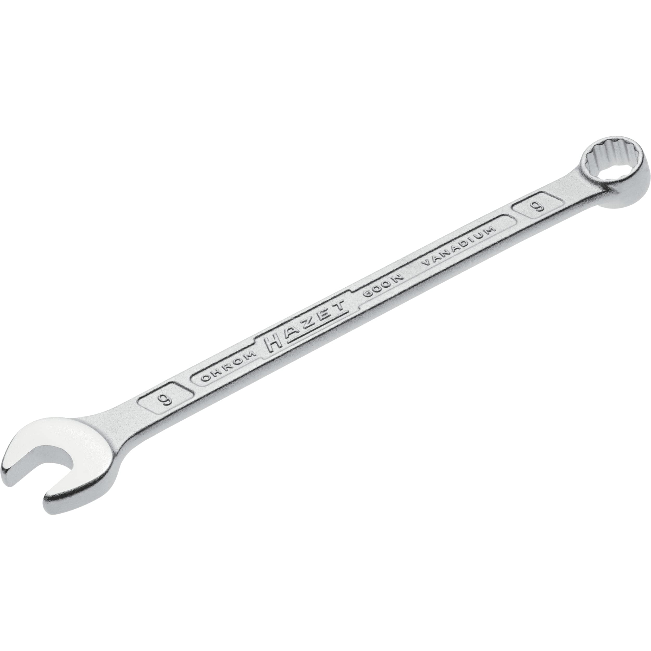 HAZET 600N-9 143 mm 12-Point Traction Profile Polished Head Combination Wrench - Chrome-Plated