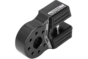 ARAMOX Winch Hook, Flat Winch Shackle Mount 16000lb Loading with Rubber Side Guard Aluminium Alloy Universal for UTV SUV Pickup(Black)