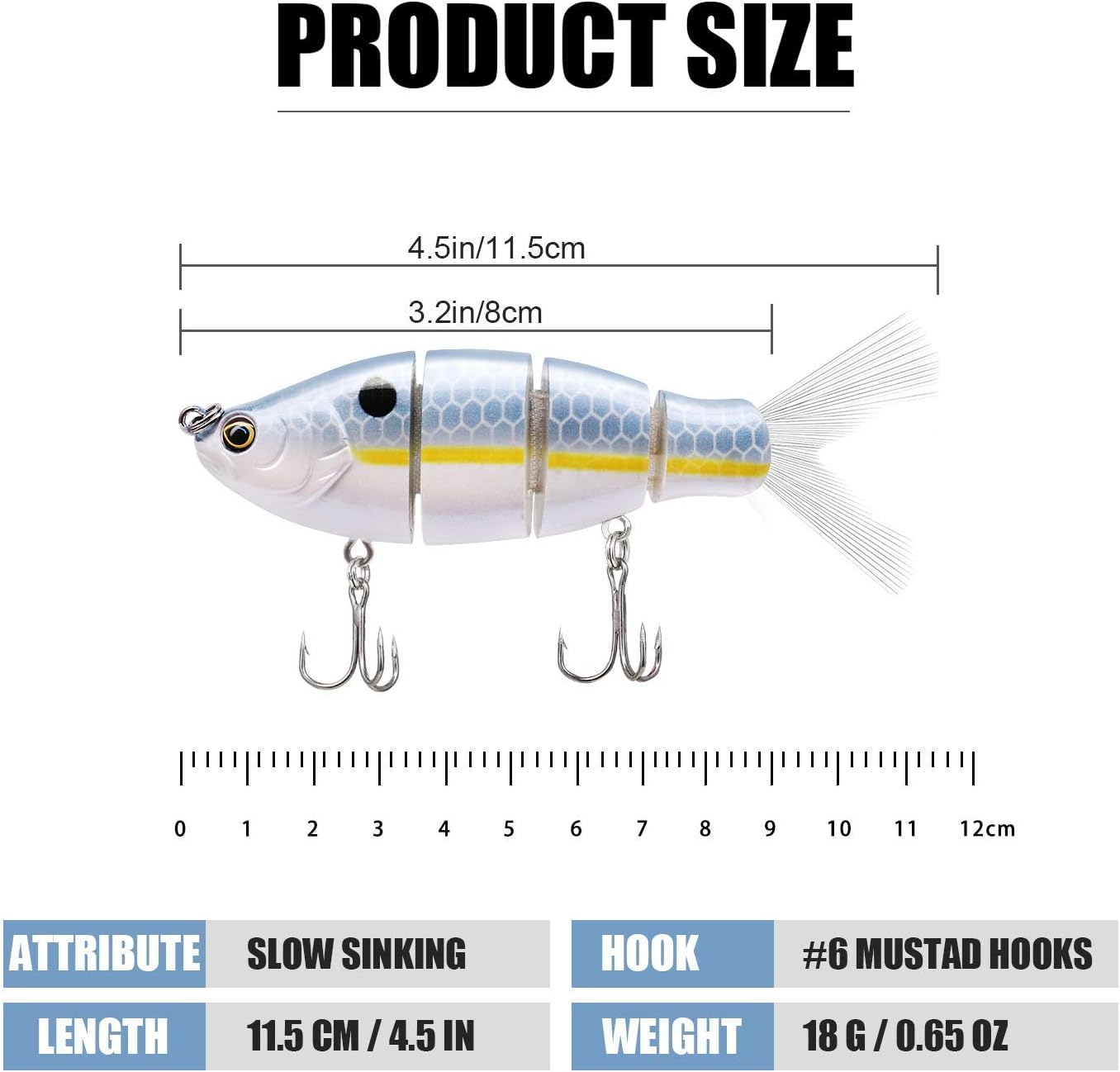 Fishing Lures Swimbait Bass, 10cm 3.93" Fishing Lures Crankbait Jointed Trout Swimbait Mustad Hooks (Combo C) : Sports & Outdoors