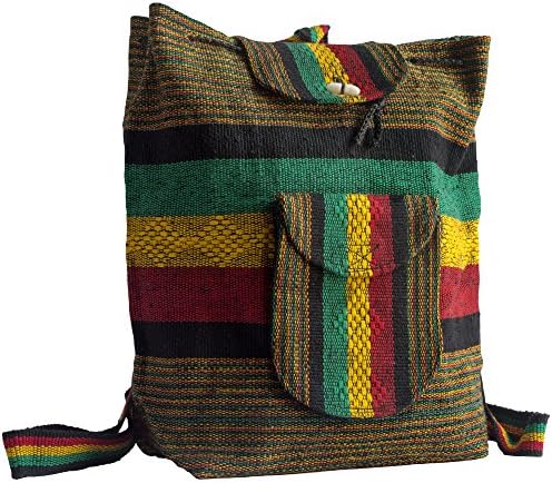Hand-woven Ethnic School Backpack (Bob Marley: Black, Green, Yellow, Red)