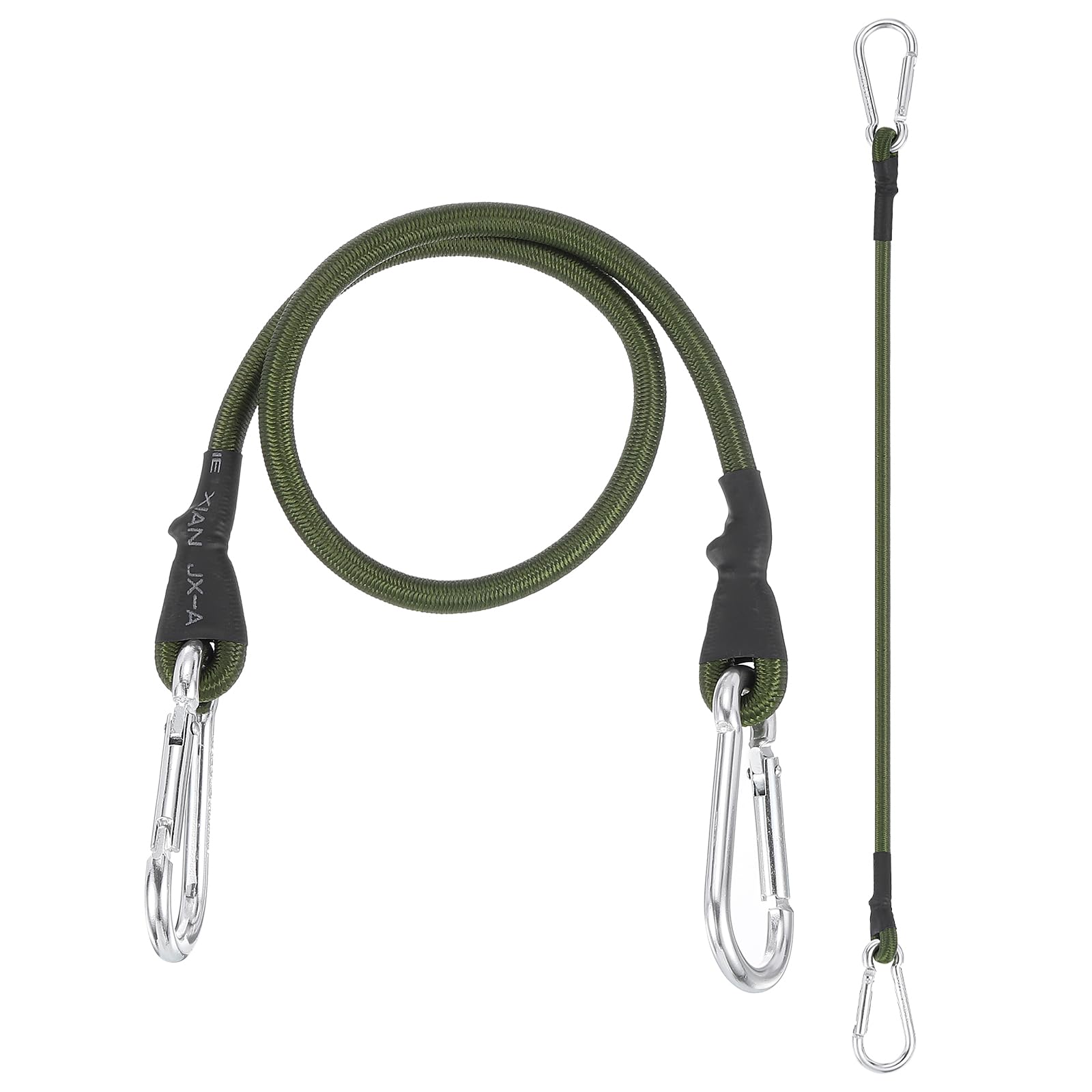 PATIKIL 23.6 Inch Bungee Cords with Hooks, 2 Pack Heavy Elastic Straps Bungee Rope with Dual Aluminum Alloy Hooks for Camping Luggage Rack Bike Cargo Tent, Green