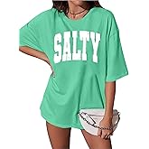 Salty Beach Oversized Graphic Tees: Womens Summer Beach Tshirts Hawaii Shirt Casual Short Sleeve Tops