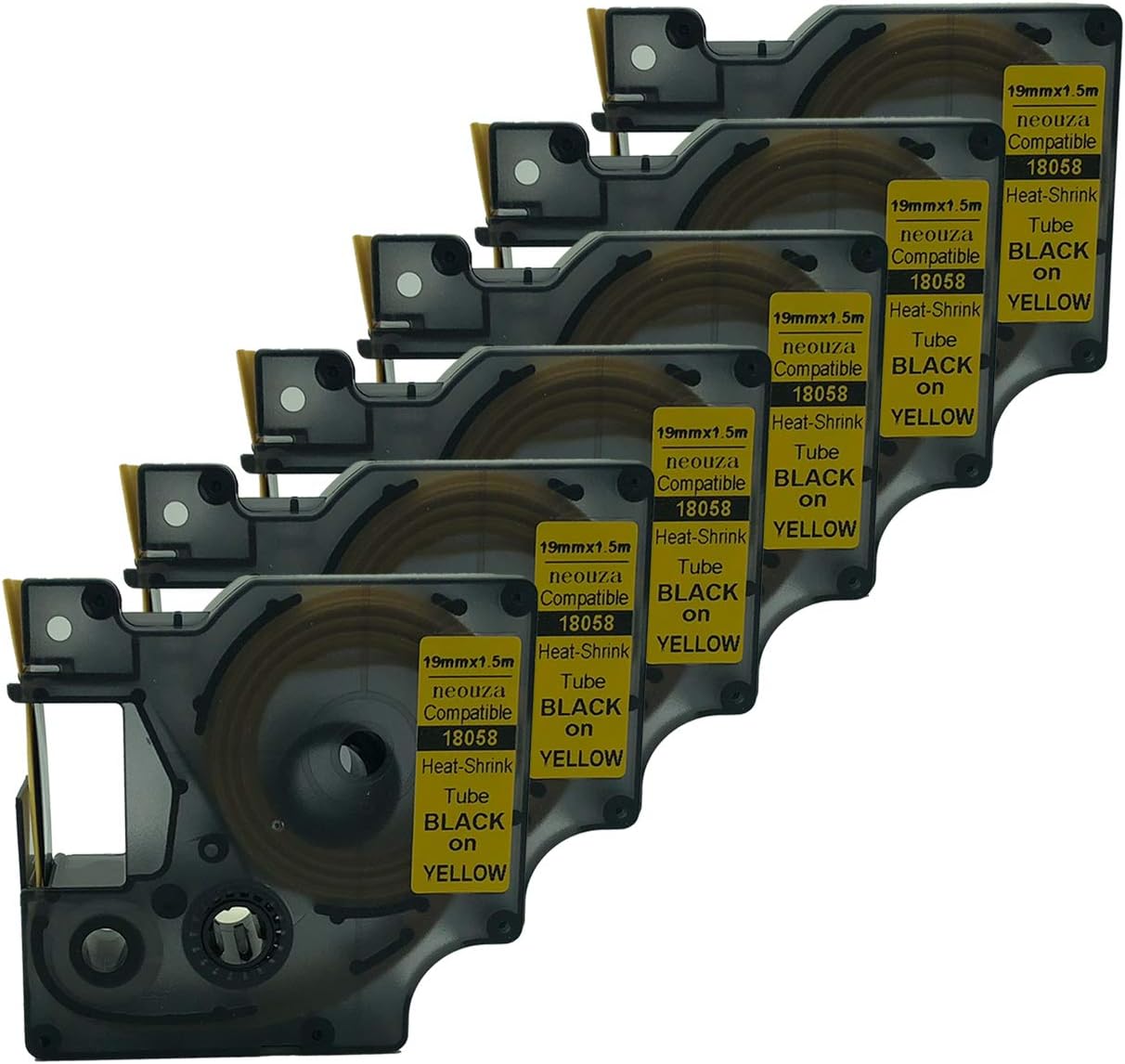 18058 S0718340 Black on Yellow Heat-Shrink Tube Compatible for DYMO Rhino IND Label Tape 3/4" x 5' 19mm x 1.5m(6PK)