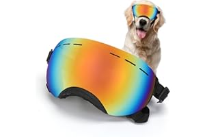 Ufandia Dog Sunglasses Goggles, Pet Sunglasses with Adjustable Strap, UV Protection Dog Goggles for Eye Protection and Windproof, Suitable for Medium and Large Dog (Red Lens)