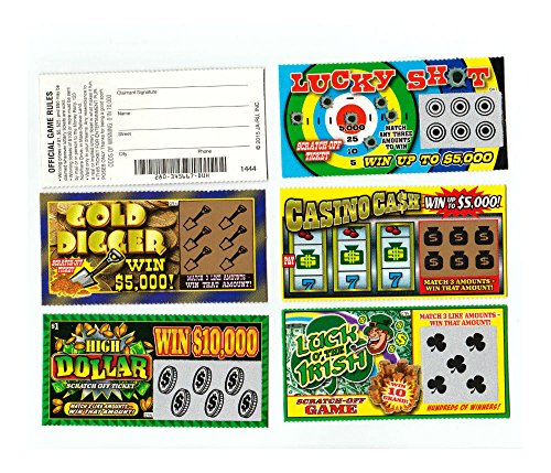 5 PHONY FAKE ALL WINNING SCRATCH OFF LOTTERY TICKETS -JOKE- PRANK- GAG