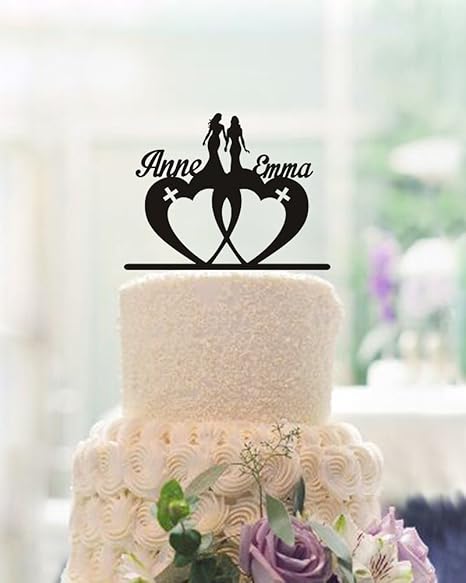 Buythrow Lesbian Wedding Cake Toppers Two Brides Personalized Name