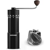 AEIRISSE Manual Coffee Grinder, 72-Click Conical Burr Espresso Grinder, Stainless Steel Hand Coffee Grinder, Magnetic Catch Cup, Walnut Handle, External Adjustment - Espresso, Pour Over, French Press