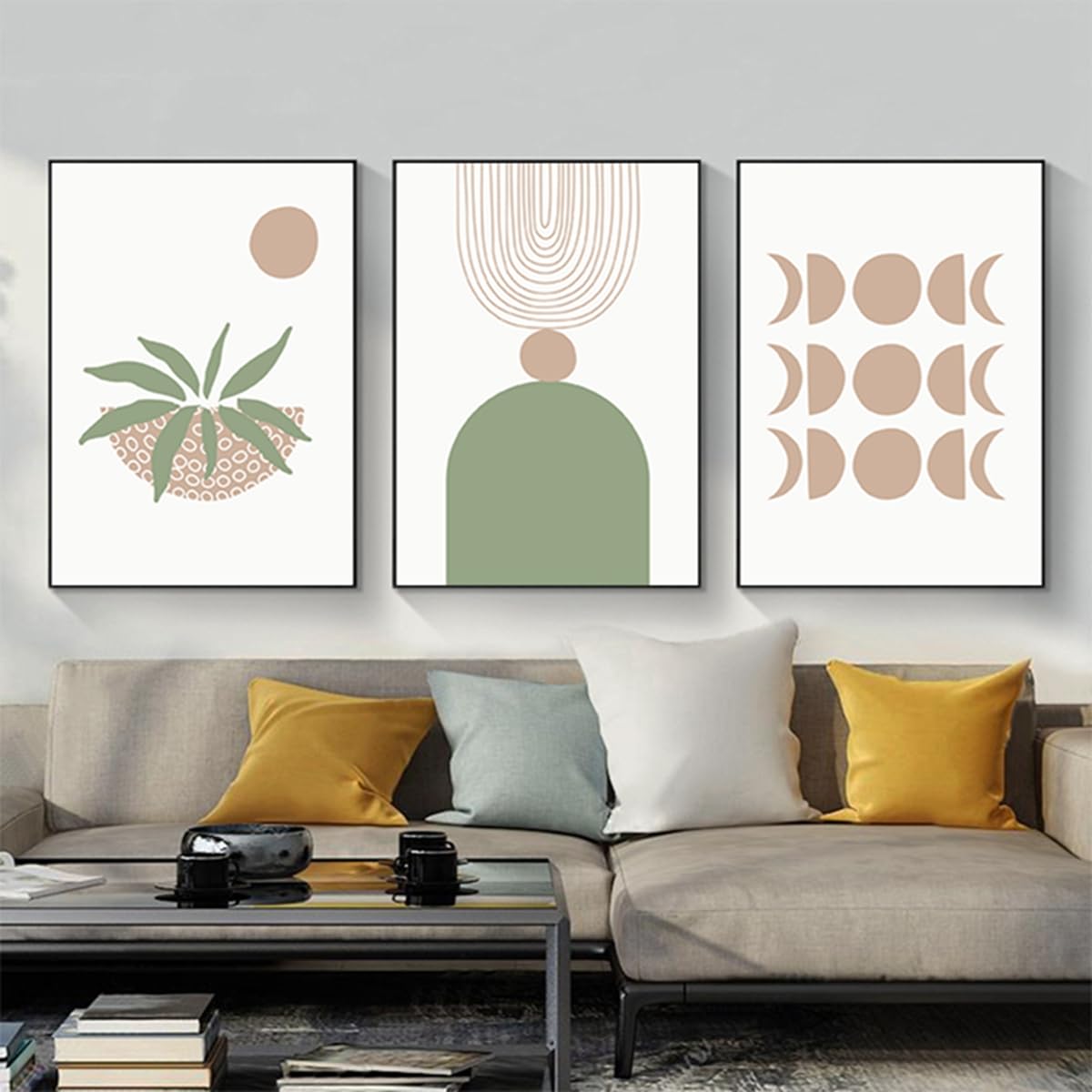 PYNVDD Set of 3 Posters Abstract Botanical Leaf Print Posters, Modern Abstract Bohemian Posters, Without Frame (Picture 08.40 x 60 cm x 3 Pieces)