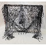Elegant Lace Hollow Out Hook Floral Long Scarf Wrap Ladies Shawl Girls Large Silk Scarves Black