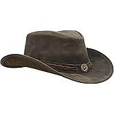 SideWinder Cowboy Hat Durable Jungle Grain Leather Unisex Adult for Men Shapeable Outback Western Style Wide Brim