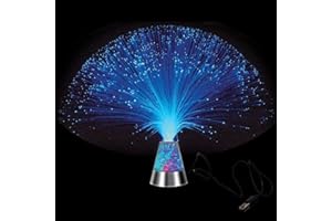 JALORDE 13 inch USB Corded Ice Fiber Optic Mood Novelty Lamps Lighting Glacier Lite with Color-Changing Crystals Base (USB)