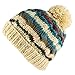 Morehats Bohemian Stripe Crochet Knit Slouchy Pom Pom Handmade Beanie Winter Ski Warm Hat