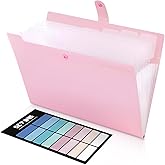 SKYDUE Pink Accordion File Organizer, Expanding File Folder with 8 Pockets, Expandable Document Paper Receipt Organizer, Letter/A4 Size Filing Folder School Office Supplies