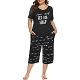 Tongmingyun Plus Size Pajamas Capris Pants Set Striped for Women Sleep Shirts Loungewear Sleepwear 3X 4X 5X