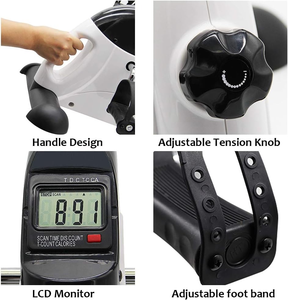 Hausse Portable Exercise Pedal Bike for Legs and Arms, Mini Exercise Peddler with LCD Display, White: Health & Personal Care