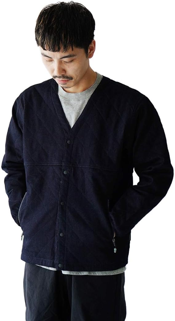 Amazon アクシーズクイン Axesquin デニム キルティング イージー カーディガン メンズ 秋冬 M Indigo カーディガン 通販