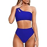MOOSLOVER Women Cutout One Shoulder High Waisted Bikini High Cut Two Piece Swimsuits