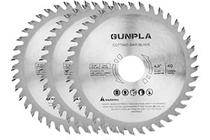 Gunpla 3 Pieces 4-1/2-inch 40 Tooth Alloy Steel TCT General Purpose Hard & Soft Wood Cutting Saw Blade with 7/8-inch Arbor(Re