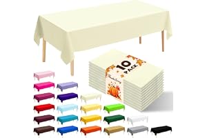 JHDZDHY 10 Pack Premium Disposable Plastic Tablecloth 54" X 108" Rectangle Table Cover for Birthdays Weddings Christmas Anniversary Buffet Table (Beige)