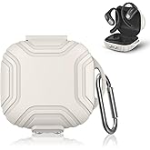 POZCIS for Shokz OpenFit Air Open-Ear True Wireless Earbuds Case Cover, Soft Silicone Protective Earbuds Case, Only Compatible with Shokz OpenFit Air Open-Ear Headphones with Carabiner(White)