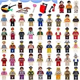 Harlerbo Minifigures Set of 48 - Compatible Minifigures with Interchangeable Accessories Set Mini Figures Community People Building Bricks Interlocking Toy Playset