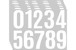 YTPZCL 4 Inch Vinyl Number Stickers 0-9, Waterproof Self-Adhesive Address Numbers Decals, 6 Sheets Peel and Stick Mailbox Stickers for House Door Trash Can Outdoor Signs(white)