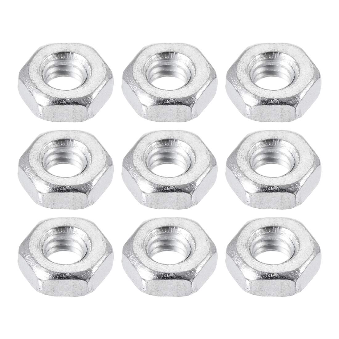 sourcing map M2.5 Thread Dia 304 Stainless Steel Metric Hex Nut Screw Cap Fastener Silver Tone 100pcs