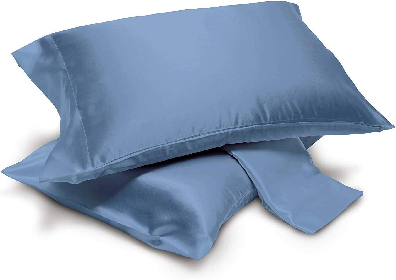 Alexandra DreamHome 4-Piece Super Soft Silky Satin Bed Sheet Set, Multiple Colors (2-pc Pillow Cases (Standard/Queen), Sky Blue)