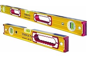 Stabila 37816 48-Inch and 16-Inch Aluminum Box Beam Level Set, Yellow