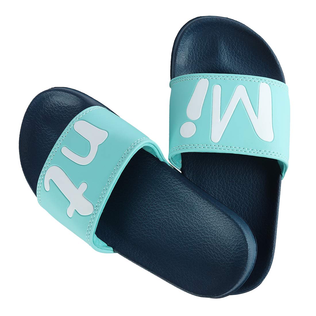 ZooYi Boys Girls Cartoon Bathroom Slide Slippers Kids Indoor Outdoor Soft Sandals Water Flip Flop Shoes (13.5 Little Kid, Mint)