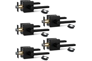 NEWBANG (5Pack) Hall/Closet Lever Handle Lock in Aged Matt Black- Door Lock Handle in Matt Black for Passage Door,HD1601-DB-PS-5P