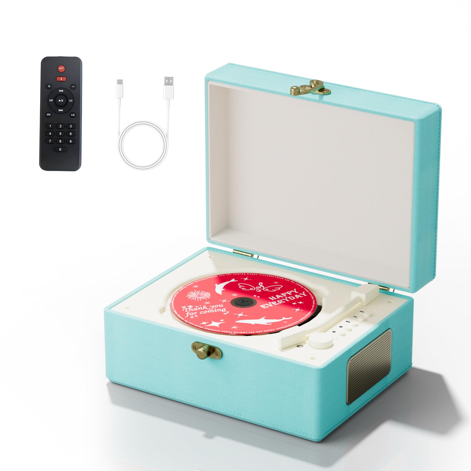 Photo 1 of Yintiny Blue Time Music Box CD Player with Speakers for Home Decor