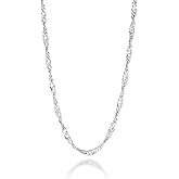 Miabella 925 Sterling Silver Italian 3mm Singapore Chain Necklace for Women, Made in Italy