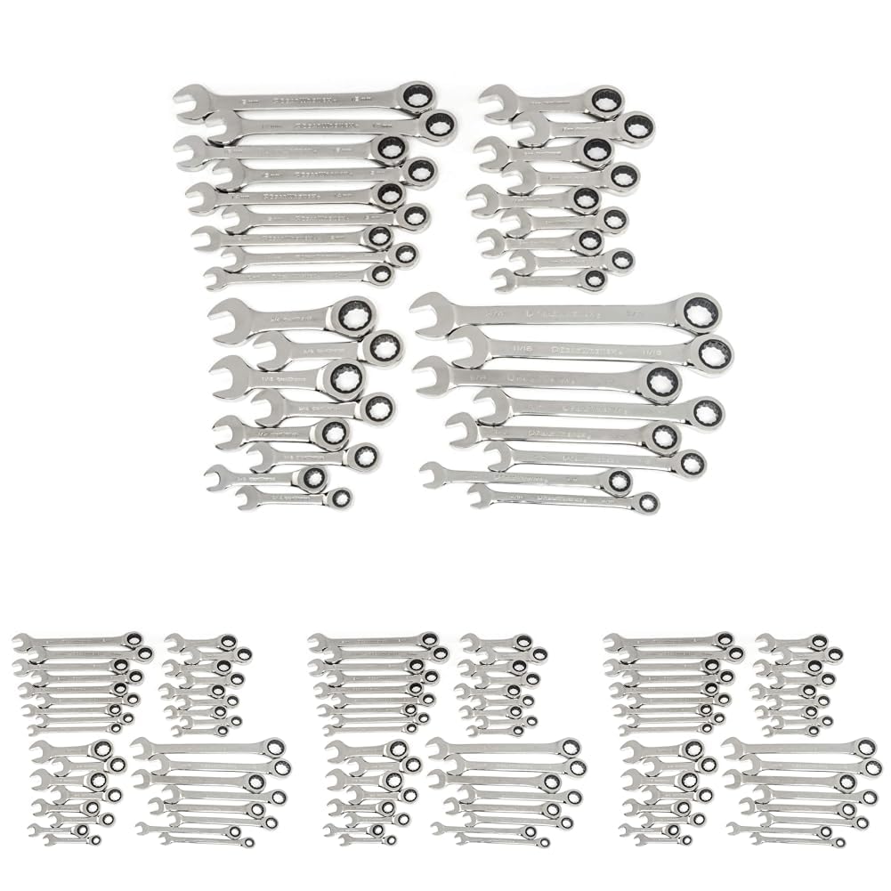 GEARWRENCH 34 Pc. Standard & Stubby Ratcheting Wrench Set, SAE & Metric - 85034 (Pack of 4) Image