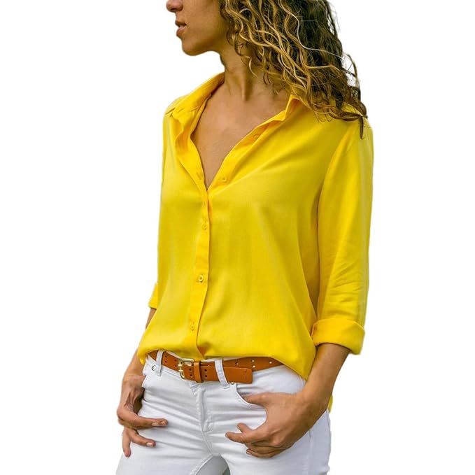 ITISME FRAUEN BLUSE 2019 Sommer Damen Casual Langarm FarbblockFrauen Langarm-T-Shirt mit V-Ausschnitt Blousen