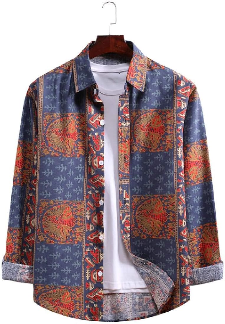 Hmarkt Men's Long Sleeve Shirts Print Casual Big & Tall Button Up Shirt at Amazon Menâs Clothing 