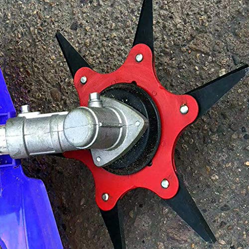 Outdoor Trimmer Head 6 Steel Blades Razor Lawn Mower Grass Weed Eater Brush Cutter Lawn Mower Sharpener Tool Replacement Parts (Red) - Thumbnail 2