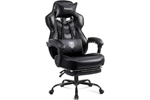 Vonesse Gaming Chair, Reclining Gaming Chairs with Footrest and Massage, High Back Gaming Chairs for Adults with Pocket Sprin