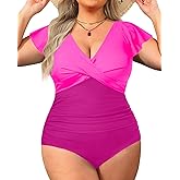 Yonique Plus Size One Piece Swimsuits For Women Tummy Control Bathing Suits Full Coverage Swimwear