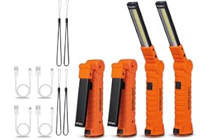 LED Rechargeable Flashlight,Vagocom COB Trouble Light Cordless Worklight with Magnetic Base 360°Rotate 5 Modes,Portable Torch