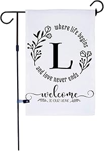 AKPOWER Small Garden Flag Vertical Double Sided 12 x 18 Inch Farmhouse Burlap Yard Outdoor Decor Classic Monogram Letter L