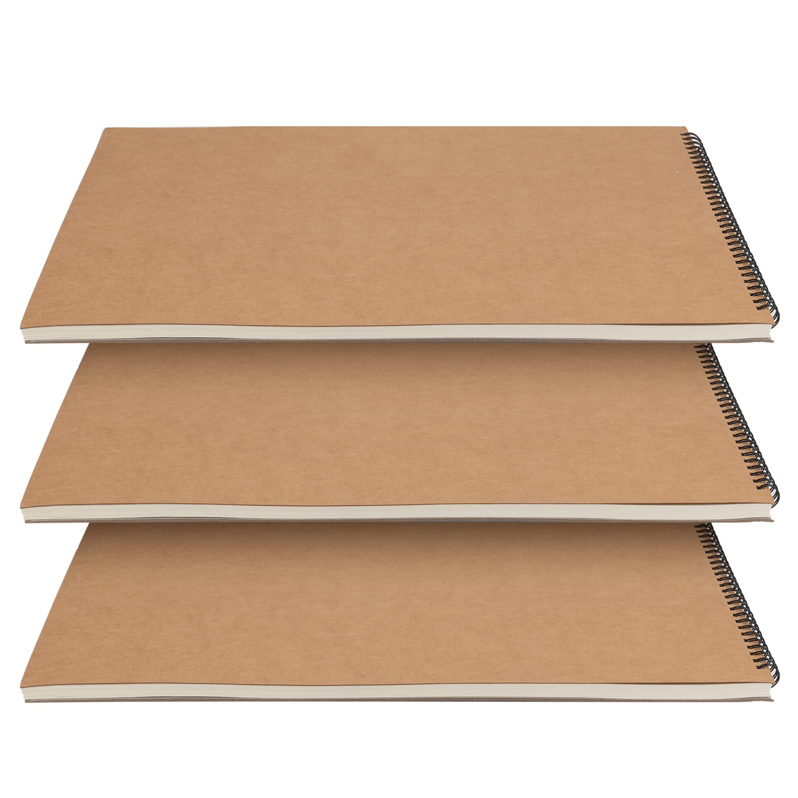 JOIKIT 3 Pack A3 Sketchbook, A3 Drawing Pad, 30 Sheets/60 Pages, White, Brown