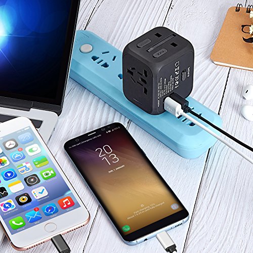 Travel Adapter,WGGE Multi-Nation Travel Adapter, All-in-one International Power Adapter with 2.4A Dual USB,Worldwide Power Adapter Wall Charger for US,UK,EU,AU,Asia Cover More than150 Countries - Thumbnail 6