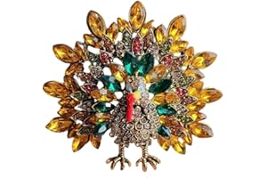 NEWZENRO Cute Turkey Rhinestone Thanksgiving Brooch Lapel Pins for Women Girls Fashion Crystal Unique Animal Brooches Pin Ceremony Clothes Accessories Cute Christmas Holiday Jewelry Gift for Daughter Bff
