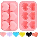 2 Pcs Heart Silicone Molds, 3D Heart Chocolate Molds, Valentine's Day Fondant Mold for DIY Cake, Chocolate, Candy, Jelly, Wax Melt, Ice Cubes