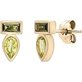 Timeless Love Peridot and Green Tourmaline Gemstone Earrings – 14k Gold Vermeil Stud Earrings for Women – Birthstone Jewelry – Green Earrings for Women