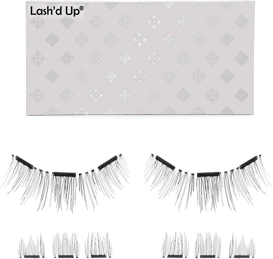 Lash’d Up® Magnetic Eyelashes Natural Look (No Eyeliner Needed) 3 Magnets (Can also be worn as Dual Magnets) Double Strips Clip On Easy Reusable (Very Natural)