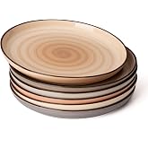 Sweese 7.4 Inch Porcelain Dessert Plates - Round Salad, Appetizer Plate Set for Kitchen, Small, Dishwasher Microwave Safe, Set of 6, Neutral