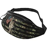 Camo Camouflage Hunting Bigfoot American Flag Fashion Casual Fanny Pack Waist Bag Men Women Adjustable Belt Waist Bag For Travel Hiking Cycling Running Festival Carnival