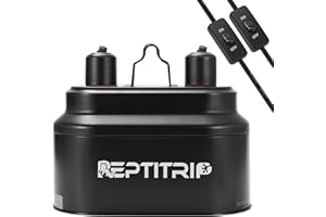 REPTITRIP Dual Reptile Light Fixture with Switches, Reptile Heat Lamp Fixture, Reptiles Terrarium UVB Bulb Fixture for Bearded Dragon, Max 160W Each (Bulb Not Included)